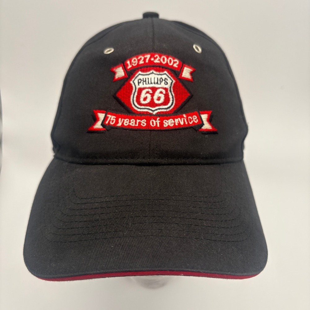 Vintage Phillips 66 Strapback 75th Anniversary Hat 1927-2002 Black
